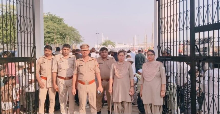 “On Eid-ul-Adha, a spirit of brotherhood and enthusiasm was seen, and prayers were offered at Eidgahs.” IMAGE CREDIT TO POLICE