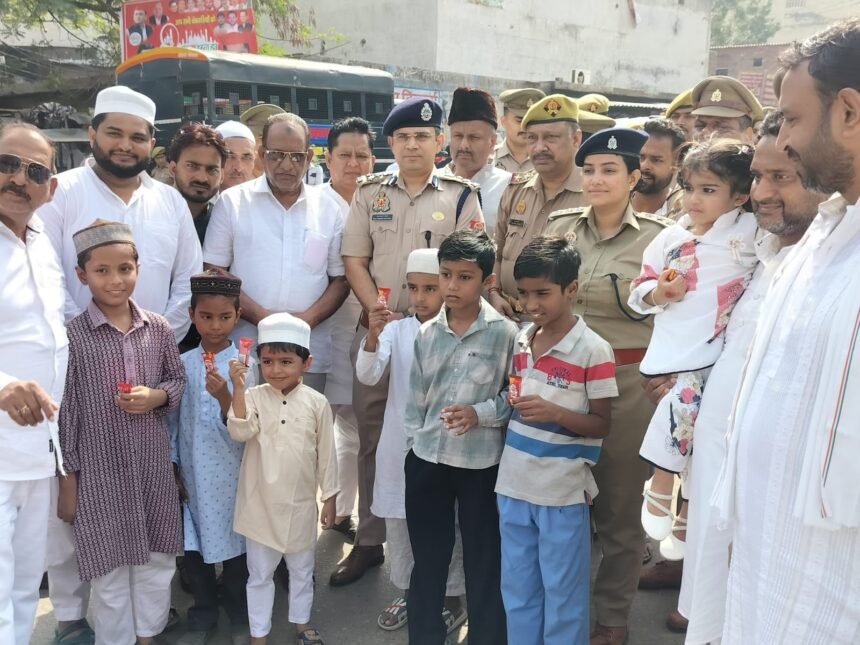 “Eid-ul-Adha: Prayers were offered in a peaceful atmosphere, police remained on alert mode, and the municipal corporation ensured a well-maintained sanitation system. Image Credit To POLICE
