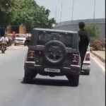 “Hanging out of a Thar while doing stunts proved costly; a ₹12,000 challan was issued after the video went viral.” — IMAGE CREDIT TO पुलिस