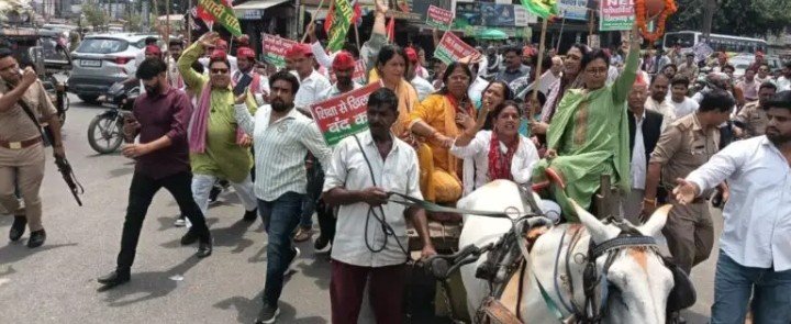 SP Protest Against Inflation, Corruption, and Unemployment; Tension with Police Over Buffalo Cart Rally — IMAGE CREDIT TO REPORTER