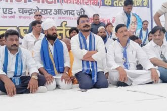 In the Satta Parivartan Yatra, Chandrashekhar Azad targeted the government and raised issues of employment and social justice — IMAGE CREDIT TO रिपोर्टर