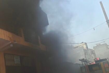 A fire broke out in a chemical warehouse in Adarsh Nagar; the fire department brought the blaze under control. IMAGE CREDIT TO फायर डिपार्मेंट