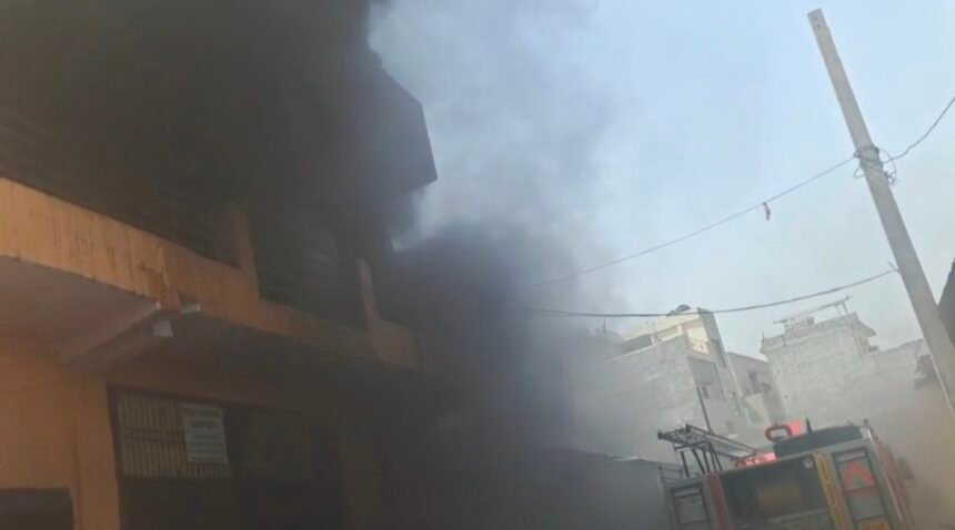 A fire broke out in a chemical warehouse in Adarsh Nagar; the fire department brought the blaze under control. IMAGE CREDIT TO फायर डिपार्मेंट