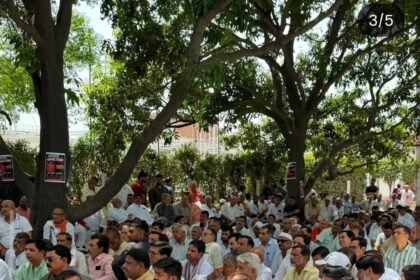 "A Mahapanchayat was organized demanding justice in the Chirag Tyagi murder case." IMAGE CREDIT TO रिपोर्टर
