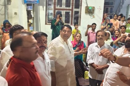 City MLA Sanjeev Sharma Lays Foundation Stone for Construction Works in Bheem Nagar IMAGE CREDIT TO नगर निगम