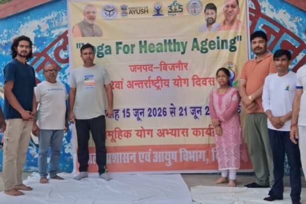 Yoga Practice Program Held at Bijnor District Jail on the Fourth Day of Yoga Week IMAGE CREDIT TO रिपोर्टर