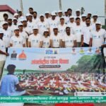 At the Brijghat Ganga riverbank, a message of yoga and Ganga cleanliness was given, and 250 people took a pledge for its conservation. IMAGE CREDIT TO सूचना विभाग