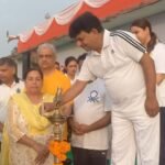 International Yoga Day was celebrated on the theme “Yoga for Healthy Aging,” and the in-charge minister also planted saplings. IMAGE CREDIT TO सूचना विभाग