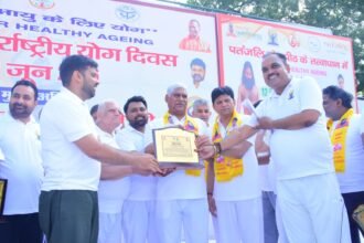 On International Yoga Day, thousands of people in Shamli practiced yoga and conveyed the message of a healthy lifestyle. IMAGE CREDIT TO सूचना विभाग