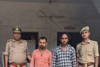 "Police of Loni Border Police Station arrested two accused for stealing a two-wheeler vehicle." IMAGE CREDIT TO POLICE