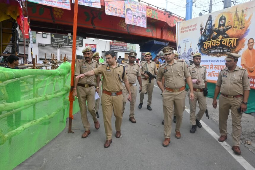 Additional CP Rajkaran Naiyyar reviewed the security arrangements from the Kanwar route to the Dudheshwar Nath Temple and directed everyone to remain alert. IMAGE CREDIT TO POLICE