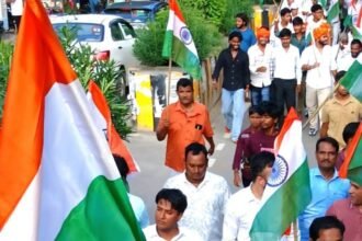 Grand Tiranga Yatra Held in Garh Under the Har Ghar Tiranga Campaign IMAGE CREDIT TO रिपोर्टर