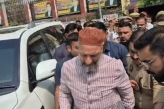MP Asaduddin Owaisi Testifies in Court in National Highway-9 Attack Case; Reaches Hapur District Court Under Tight Security IMAGE CREDIT TO रिपोर्टर