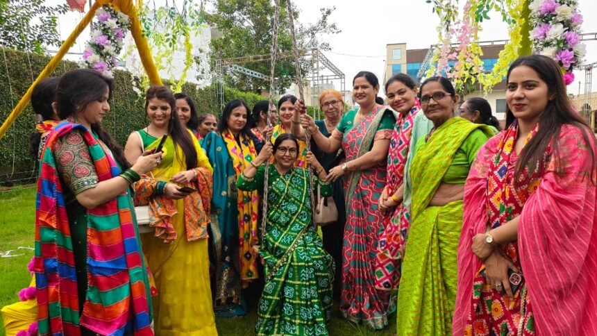 Women Enjoy Swings and Cultural Programmes at Hariyali Teej Festival IMAGE CREDIT TO रिपोर्टर