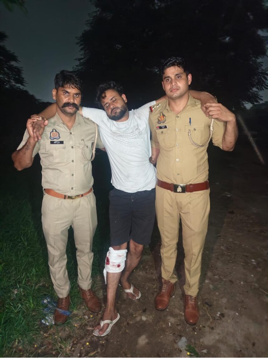 Police Encounter in Sihani Gate: A Criminal Fleeing After Firing Was Shot in the Leg, Accomplice Escaped IMAGE CREDIT TO पुलिस