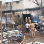 Writing Fire Breaks Out at a Scrap Warehouse in Hindon Vihar, Brought Under Control by Four Fire Tenders IMAGE CREDIT TO फायर विभाग