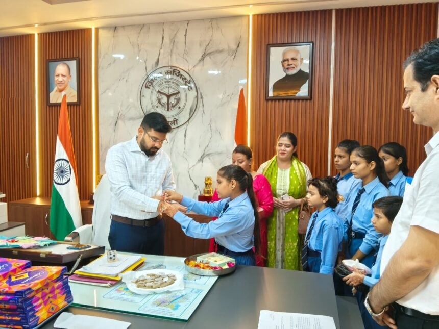 Children Tied Rakhi to Trees and Officials, Giving a Message of Protection — IMAGE CREDIT TO सूचना विभाग