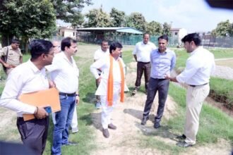 Minister Inspects Construction Work at Chaudhary Charan Singh Sports Stadium IMAGE CREDIT TO सूचना विभाग