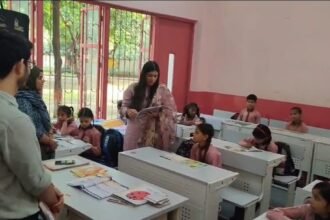 English Translation DM Conducts Surprise Inspection of Primary School Mathurapur, Finds Arrangements Well-Organized IMAGE CREDIT TO सूचना विभाग