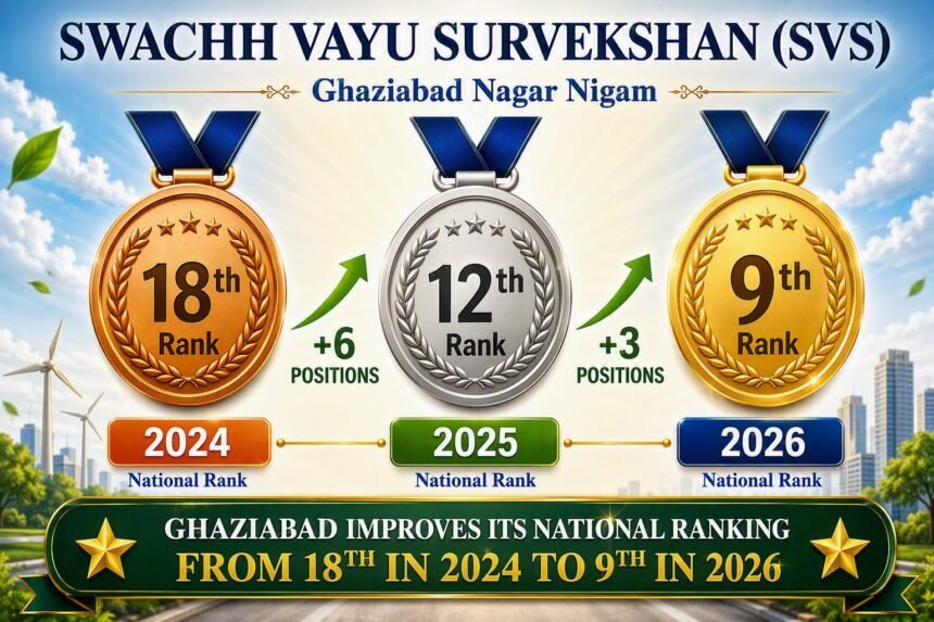 English Translation Ghaziabad Municipal Corporation Secures Ninth Rank in Clean Air Survey IMAGE CREDIT TO नगर निगम