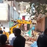 Illegal colony spread across 10,000 square metres in the Siddharth Vihar floodplain demolished IMAGE CREDIT TO प्राधिकरण