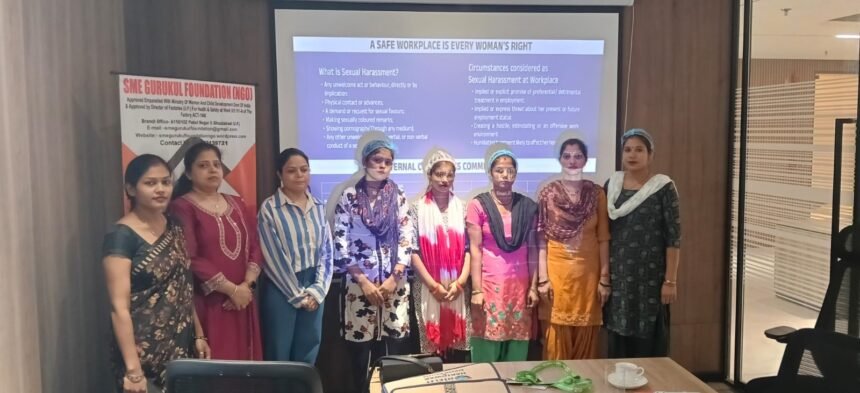 An Internal Committee meeting was held at Priya Gold Biscuits Company in Noida regarding the Sexual Harassment of Women at Workplace Act, 2013. IMAGE CREDIT TO गुरुकुल फाउंडेशन