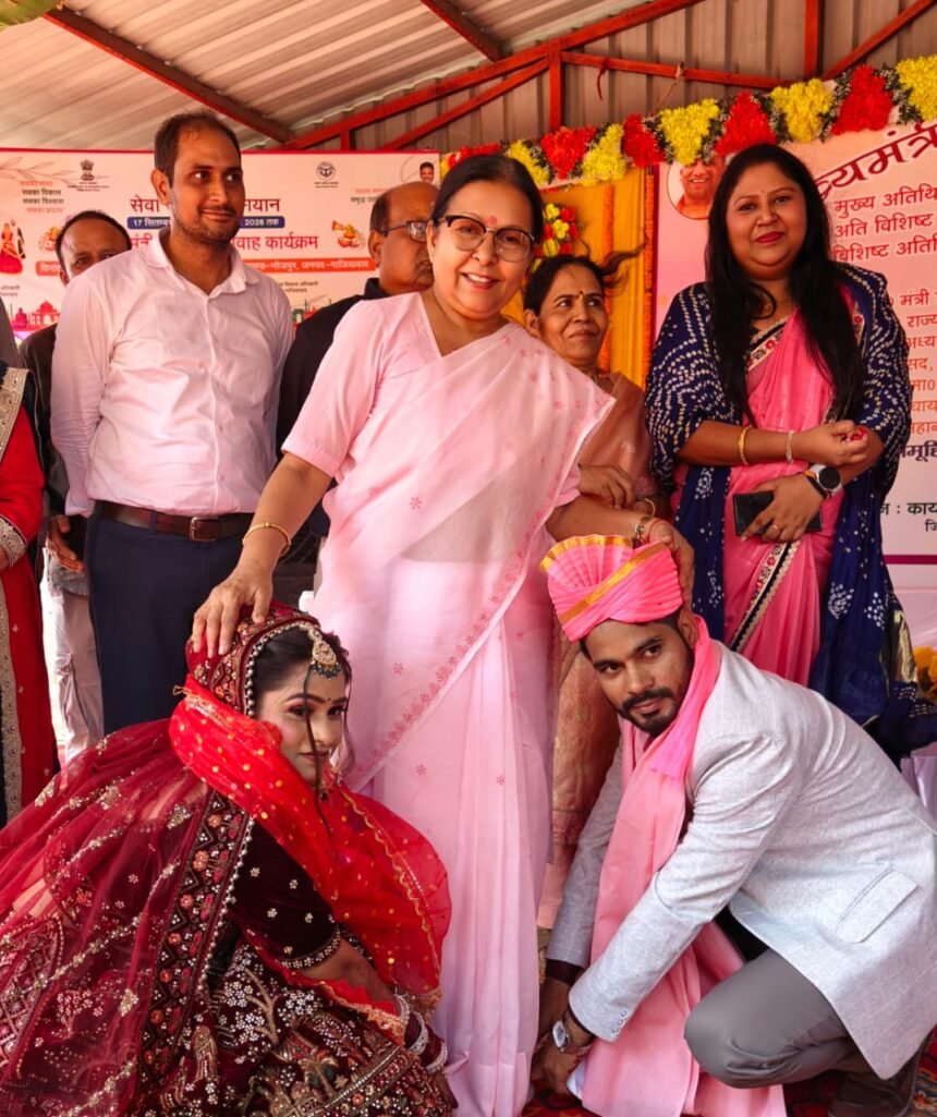 Mass Marriage Ceremony Held for 62 Couples Under the Chief Minister’s Mass Marriage Scheme. IMAGE CREDIT TO रिपोर्टर