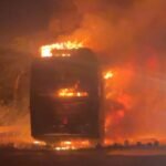 Sleeper Bus Catches Fire While Moving on Yamuna Expressway, Killing Nine Passengers; Driver and Conductor Arrested IMAGE CREDIT TO रिपोर्टर