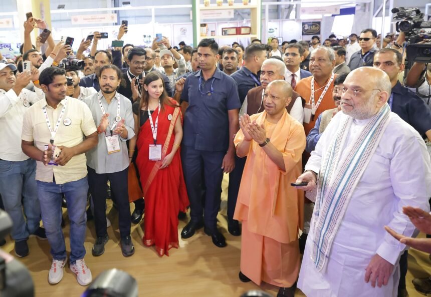 Amit Shah Speaks at the UP International Trade Show, Says Uttar Pradesh Will Become a Major Global Hub for Industry and Investment — IMAGE CREDIT TO सूचना विभाग