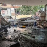 Explosion while making Ravana’s effigy in Sahibabad; two walls of community center collapsed, 5 people suffered burn injuries IMAGE CREDIT TO फायर डिपार्मेंट