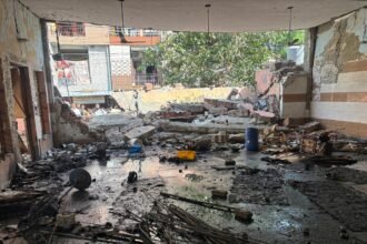 Explosion while making Ravana’s effigy in Sahibabad; two walls of community center collapsed, 5 people suffered burn injuries IMAGE CREDIT TO फायर डिपार्मेंट