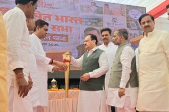 Viksit Bharat Sankalp Sabha Held in Greater Noida, J.P. Nadda Launches the Seva Jyoti Yatra IMAGE CREDIT TO सूचना विभाग