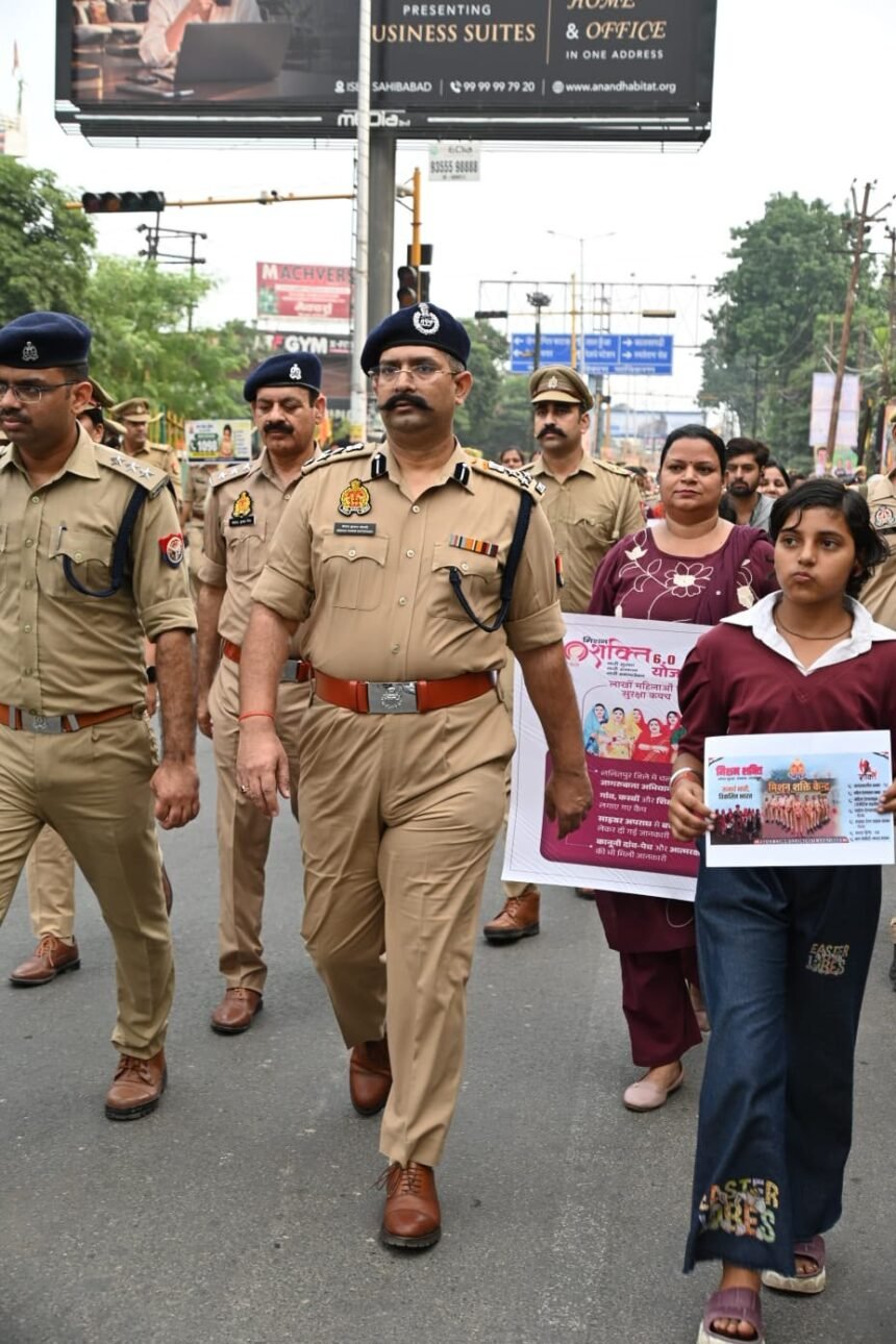 Mission Shakti Makes Its Mark: 2,000 Women Take to the Streets in Ghaziabad, Delivering a Strong Message of Safety and Respect. IMAGE CREDIT TO पुलिस