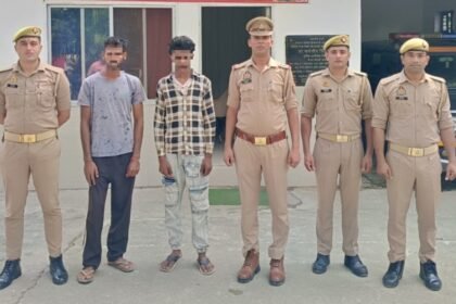 Two accused arrested in Badhapur for cutting and stealing teak and khair trees; wood recovered. IMAGE CREDIT TO POLICE