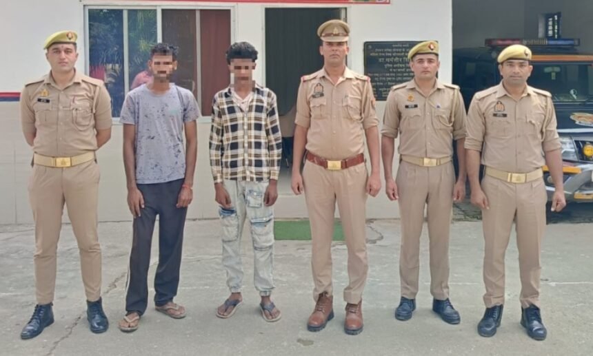 Two accused arrested in Badhapur for cutting and stealing teak and khair trees; wood recovered. IMAGE CREDIT TO POLICE