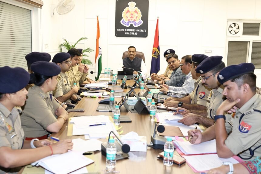 Ghaziabad Crime Review Meeting: Police Commissioner Reviews Preparations for Law and Order and Festival Security IMAGE CREDIT TO: पुलिस