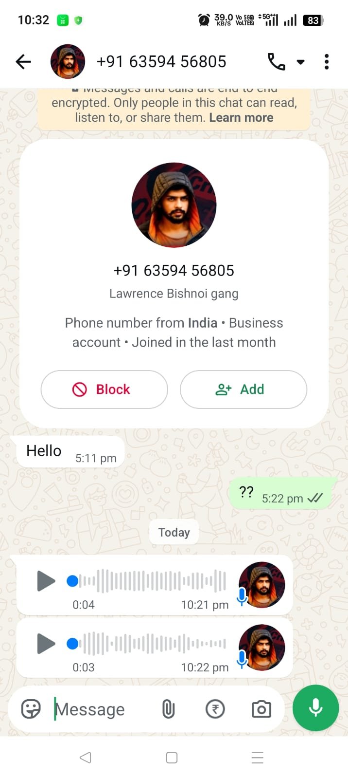Case Involving Threats to Journalist Aarav Sharma in the Name of the Lawrence Bishnoi Gang Becomes More Complicated; Arrested Anshu Prajapati Denies Sending the “Hello” Message on October 13 — IMAGE CREDIT TO... प्रोफाइल फोटो